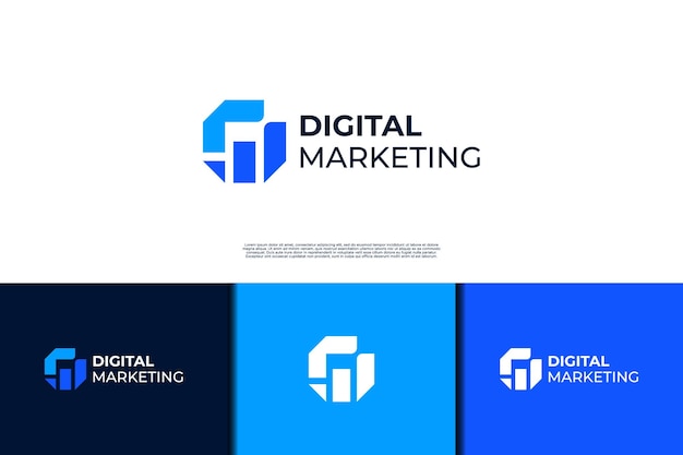 Digital marketing logo design with statistic combination