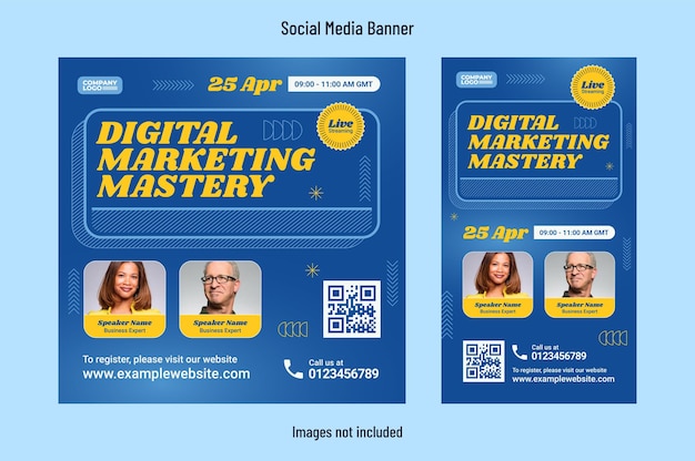 Digital marketing online workshop social media banner vector design template