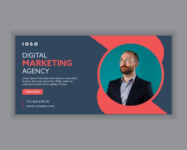 Digital Marketing Red Colour Banner Design template