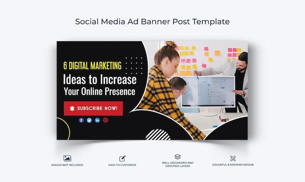 Vector digital marketing social media facebook ad banner post template premium vector