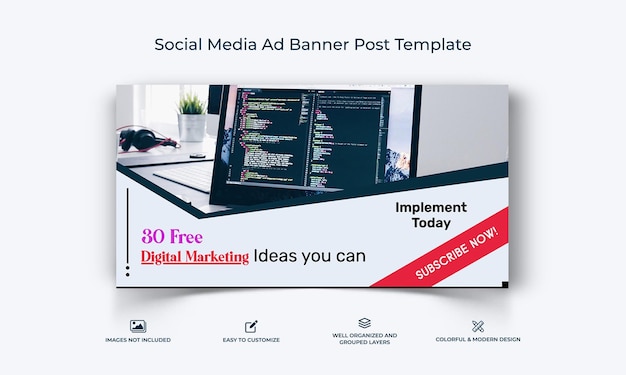 Digital Marketing social media facebook ad banner post template premium vector