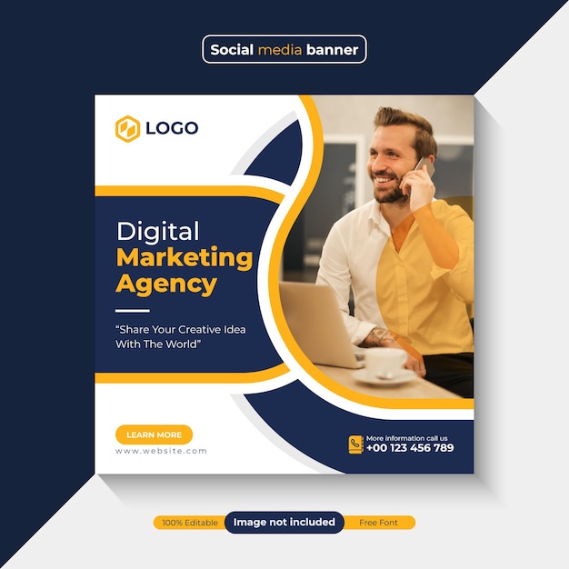 Digital marketing social media post banner template