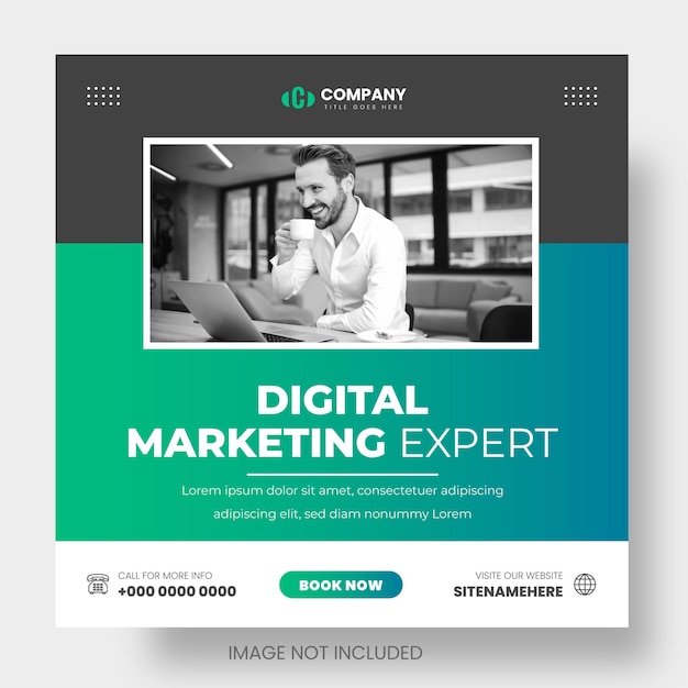 digital marketing social media post banner with green color