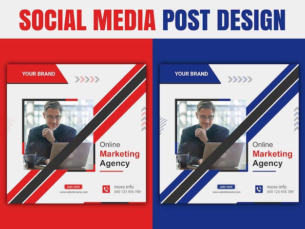 Digital marketing social media post design and vector template