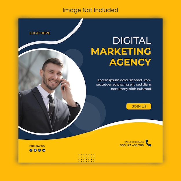 Digital marketing social media post or instagram post template