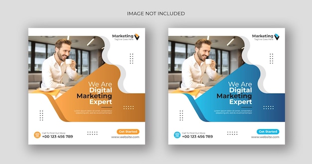 Digital marketing social media post square banner template