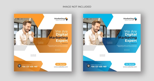 Digital marketing social media post square banner template