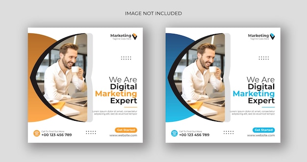 Digital marketing social media post square flyer template