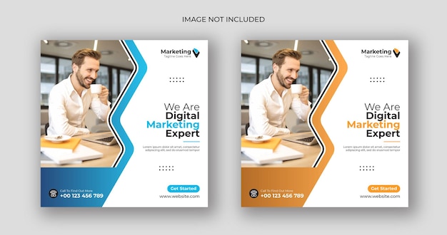 Digital marketing social media post square flyer template