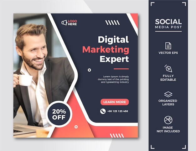 Digital Marketing Social Media Post Template.