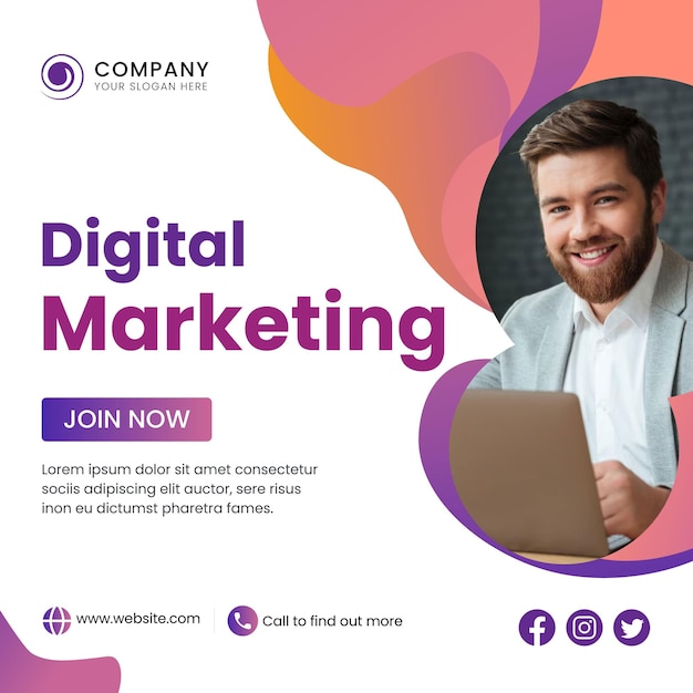 Digital marketing social media post web banner template