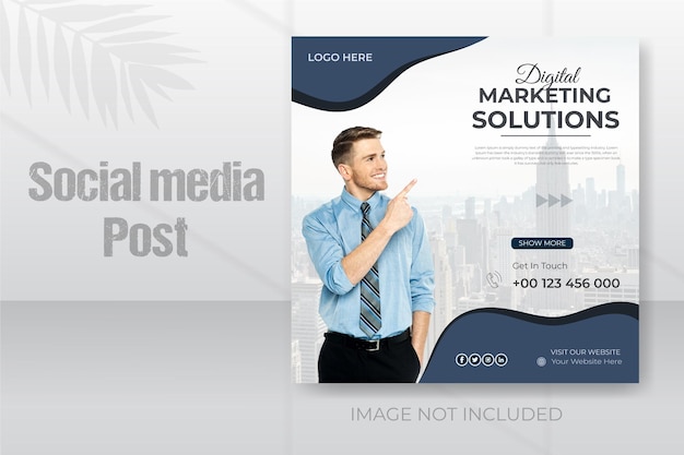 Digital marketing solutions and corporate business instragram social media post template banner