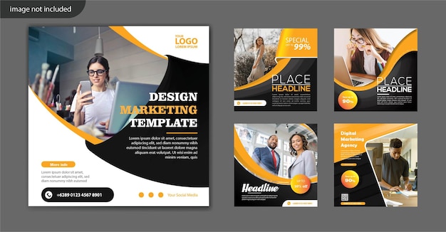 digital marketing squared flyer template for social media post