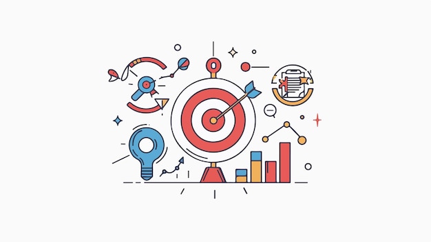 Digital Marketing Target Strategy Vector Illustration