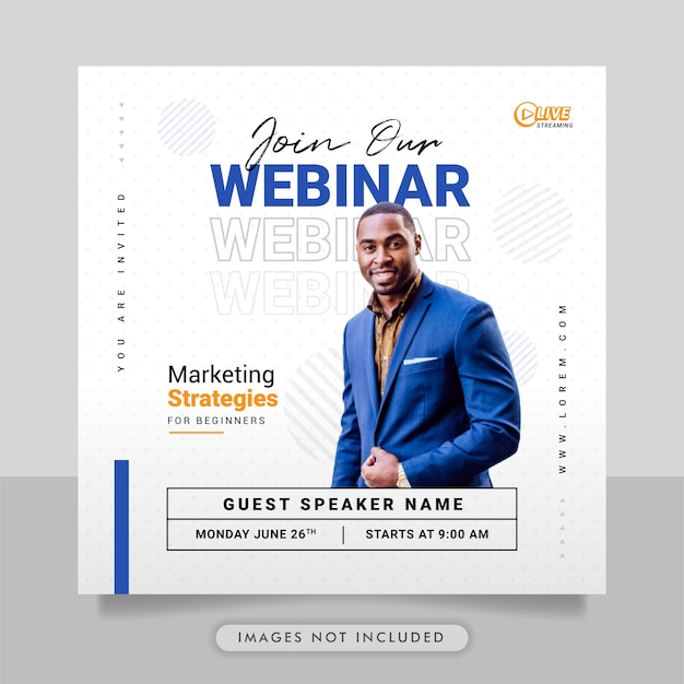 Digital marketing webinar and business conference social media post template