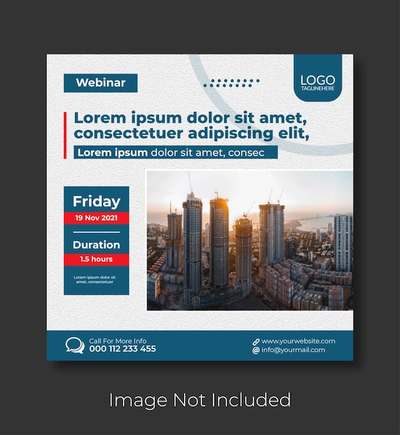 Digital marketing webinar and squared flyer social media post template