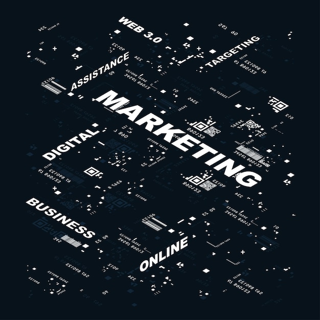 Vector digital marketing white isometric pattern