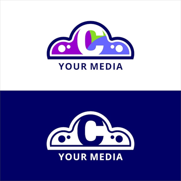 Digital media logo flat cloud shape for media storagejpg