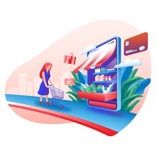 Digital online shop illustration