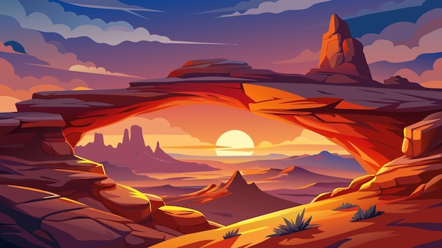 a digital painting of a sunset over the desert