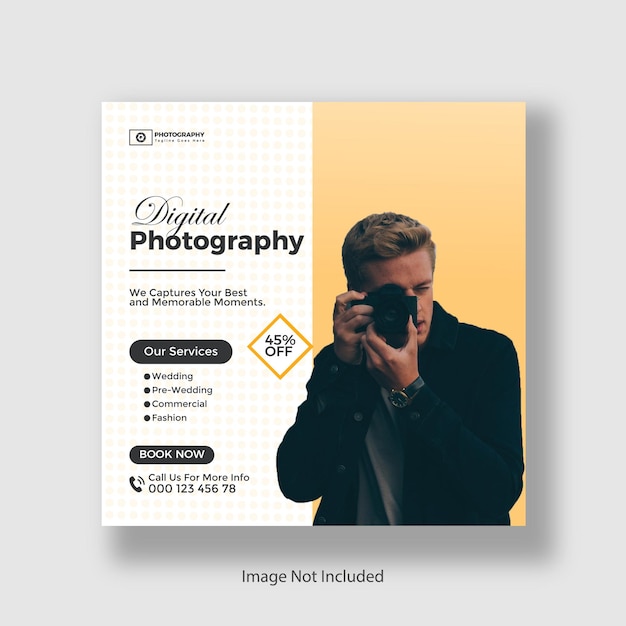 Digital photography services social media and Instagram post design template