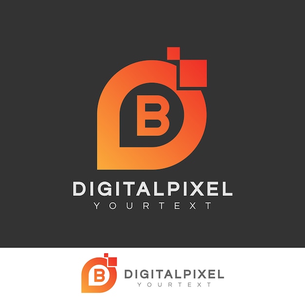 digital pixel initial Letter B Logo design