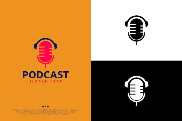 Digital podcast logo design template