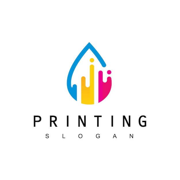 Digital Print Logo Design Template Using Colorful Drop Water Icon