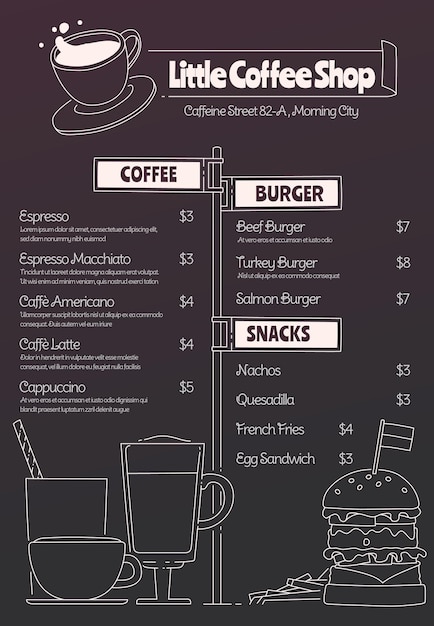 Digital restaurant menu template