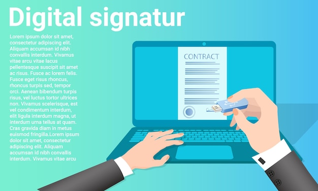 Digital signature Using a digital signature when signing a document Poster in business style