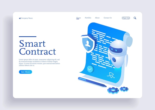 Vector digital smart contract for electronic sign document agreement with ai robot