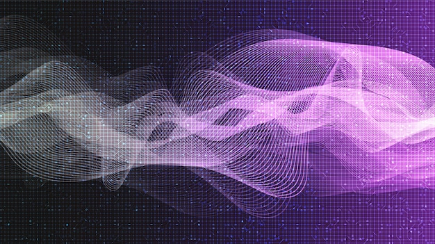 Digital Sound Wave with on Black and  violet Background,technology and earthquake wave concept,design for music industry,Vector,Illustration.