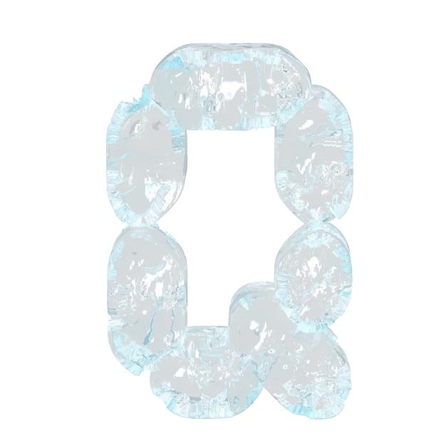 Digital symbol made of ice letter q