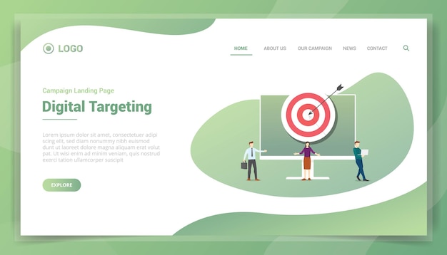 Digital targeting business concept for website template landing homepage vector illustration