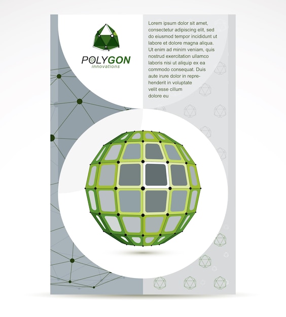 Vector digital technologies company advertising flyer. abstract vector 3d geometric colorful low poly object.