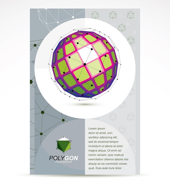 Vector digital technologies company advertising flyer. abstract vector 3d geometric colorful low poly object.