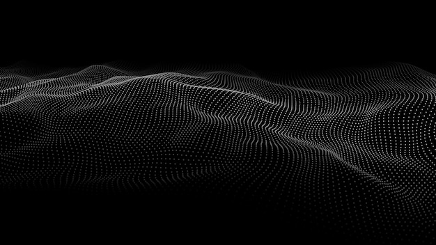 Digital technology wave Abstract background with dots and lines moving in space Futuristic modern dynamic wave