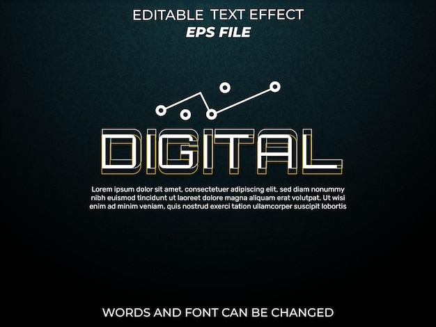 Vector digital text effect font editable typography 3d text vector template