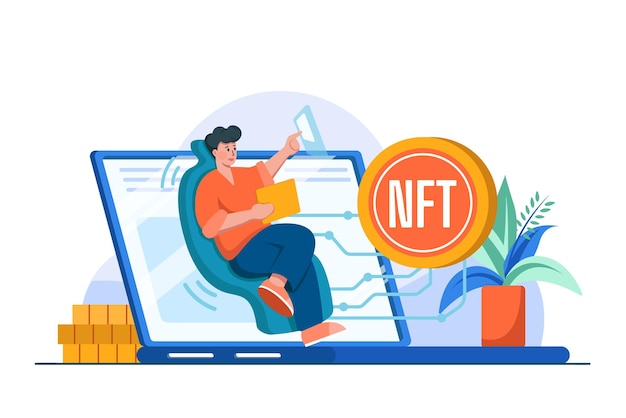 Digital token NFT illustration concept