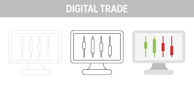 Digital Trade tracing and coloring worksheet for kids