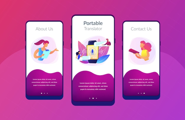 Vector digital translator app interface template.