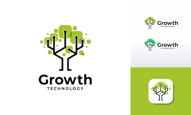 Digital tree logo designs concept vector, Growth Tech Tree Logo symbol vector