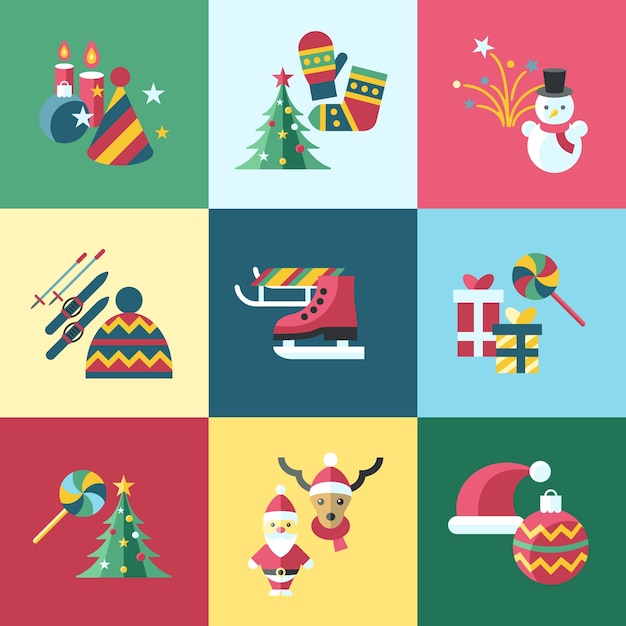 Digital vector christmas and new year holidays icons