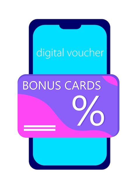 Digital voucher on smartphone screen concept illustration flat design vector eps10. graphic element