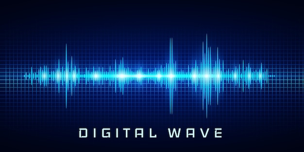 Digital wave, Sound waves oscillating glow light, Abstract technology background .