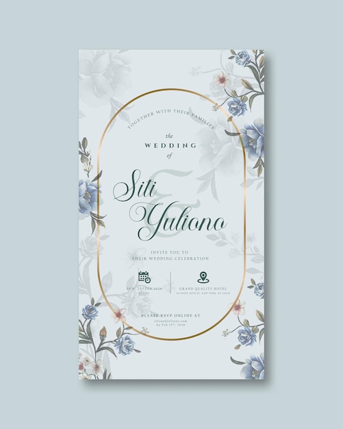 digital wedding invitation with flower watercolor