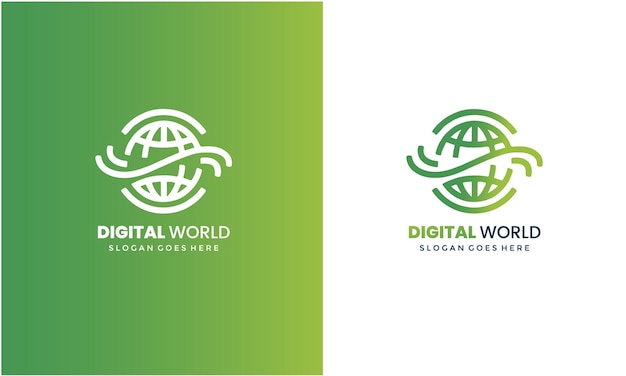 Digital world vector business logo template concept illustration