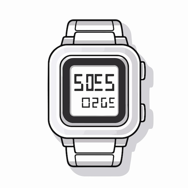 Digital Wristwatch Outline Vector Illustration Isolated