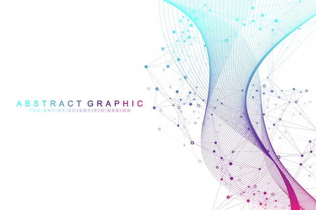 Digits abstract background with connected line and dots wave flow Digital neural networks Network and connection background for your presentation Graphic polygonal background Vector illustration