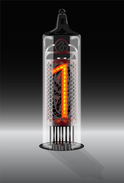 Digits on vintage vacuum tube display. Vector illustration